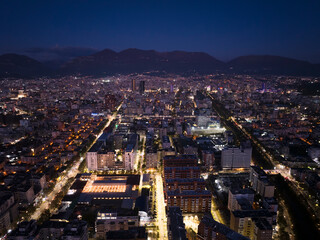 Albania Tirana city night west side view