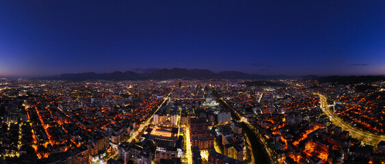 Albania Tirana city night west side view