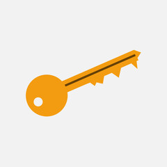 Flat Orange Key Icon — Simple Access & Security Symbol