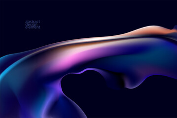 Abstract background of fluid iridescent shape. Glass liquid vector wallpaper.