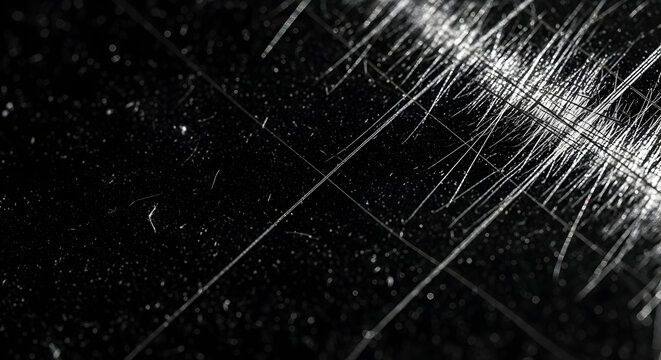 High-contrast abstract black and white texture with numerous deep scratches and distressed lines creating a dramatic grunge effect, perfect for design overlays and industrial-themed backgrounds