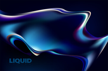 Abstract liquid holographic gradient shape. 3D Vector design element.