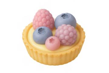 Miniature tart with blueberries and raspberries dessert