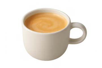 White ceramic mug holding fresh espresso coffee