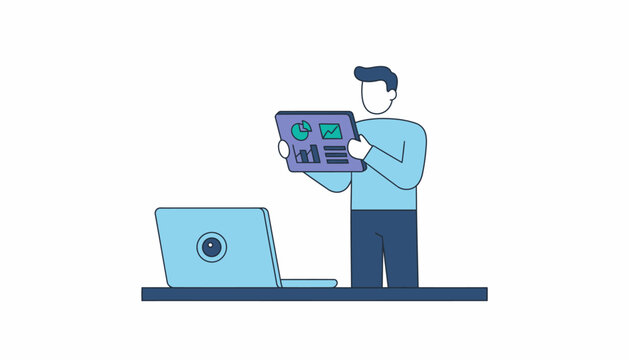 A candidate showcasing their portfolio or case studies on the camera demonstrating their work experience during the interview.