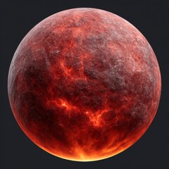 Fiery planet surrounded by swirling lava and molten rock in a dark space background