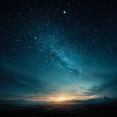 Beautiful night sky with a bright sun in the middle. The sky is filled with stars and the sun is shining brightly