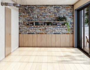 Naklejka premium Large luxury modern bright interiors Living room mockup illustration 3D rendering image