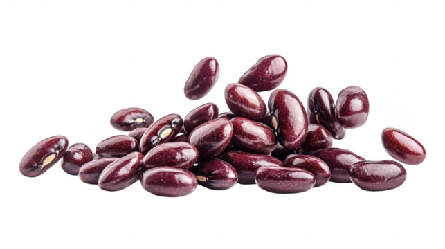 Falling coffee beans isolated on a white or transparent background