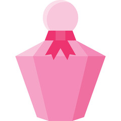 Pink Perfume Bottle With Pink Bow On Transparent Background Icon