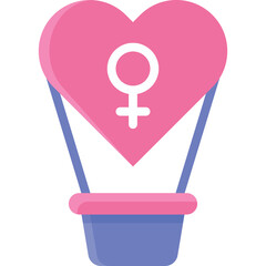 Pink Heart Shaped Hot Air Balloon With Female Symbol In The Sky