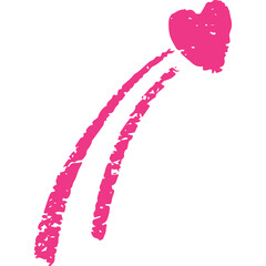 Pink Heart Shaped Meteor Shooting Across A White Background With A Chalky Texture
