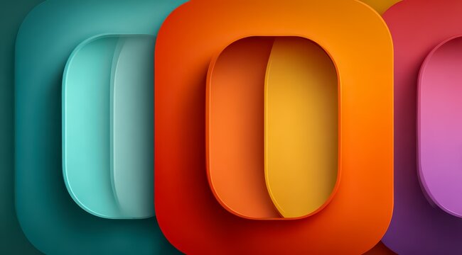 Colorful square with a red and orange oval in the middle. The square is made up of four different colors - Powered by Adobe