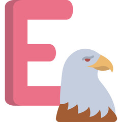 Pink Letter E Overlaying a Stylized Eagle Head on a Transparent Background