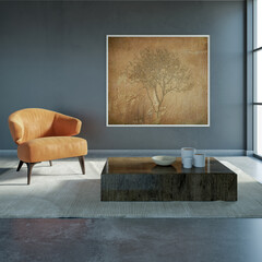 Naklejka premium Large luxury modern bright interiors Living room mockup illustration 3D rendering image