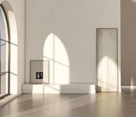 Naklejka premium Large luxury modern bright interiors Living room mockup illustration 3D rendering image