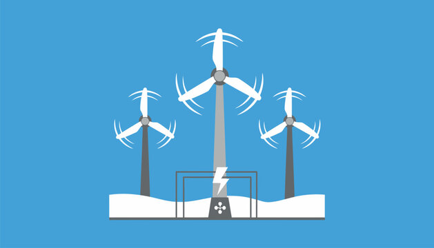 Wind turbines generating energy in a snowcovered landscape demonstrating their functionality in cold climates.