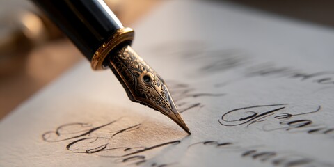 Pen is writing on a piece of paper