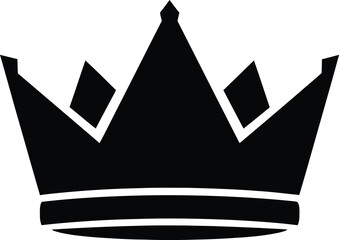 Simple black silhouette of a royal crown on a white background