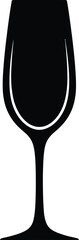 Elegant black silhouette of a champagne flute glass on white background