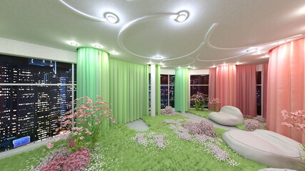 リビングルーム　3DCGレンダリング