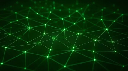 Abstract green network design with glowing nodes representing connectivity and data exchange in a digital world. - Powered by Adobe