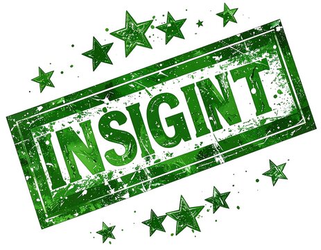 A diagonally oriented green stamp with the word "INSIGINT", surrounded by stars, presenting a sense of excellence and appreciation