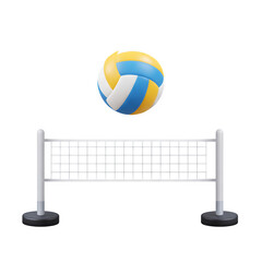 Volleyball and net isolated on transparent background