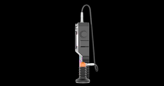 Ultrasonic flaw detector rotation animation seamlessly loopable. 3D rendering isolated on transparent background