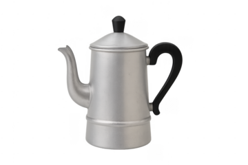Aluminum stovetop coffee pot preparing morning drink