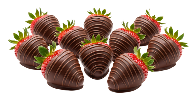 Indulge in a delightful treat of chocolate covered strawberries: fresh fruit meets sweet decadence in every bite.