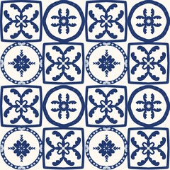 Seamless fabric pattern, Bohemian, Blue, White, Floral, Geometric, Antique, Native American, Cloth, Black background