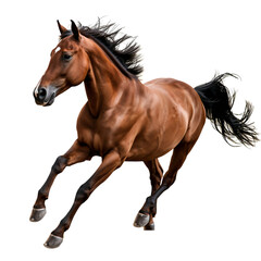 Obraz premium Beautiful Brown Horse Running Gracefully in a Field During Sunny Day.
