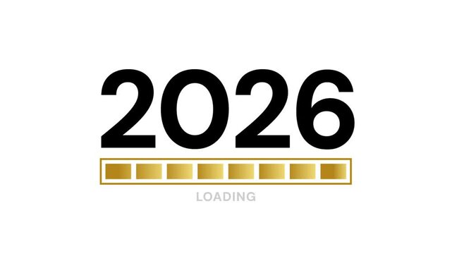 2026 loading animation with progress bar and futuristic design for New Year countdowns, intros, and new year 206 party celebration content 2025 to 2026 transition concept animation with loading bar 