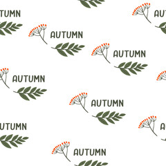 Vector seamless autumn pattern with mushrooms and leaves. Autumn pattern