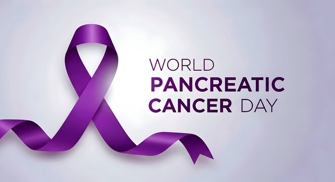 World Pancreatic Cancer Day Awareness with Purple Ribbon and Medical Health Concept - Powered by Adobe