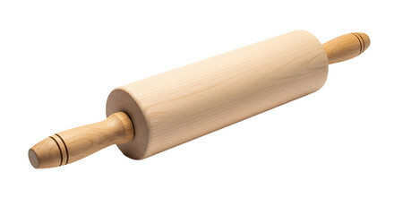 Classic wooden rolling pin with smooth barrel and handles, essential tool for baking and dough preparation needs.