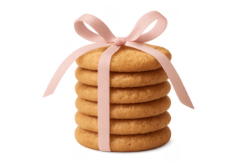 Stack of cookies tied with pink ribbon gift