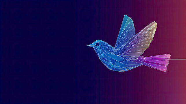 colorful, geometric bird design with gradient background, symbolizing creativity and innovation. bird angular shapes and vibrant colors evoke sense of modernity and artistic