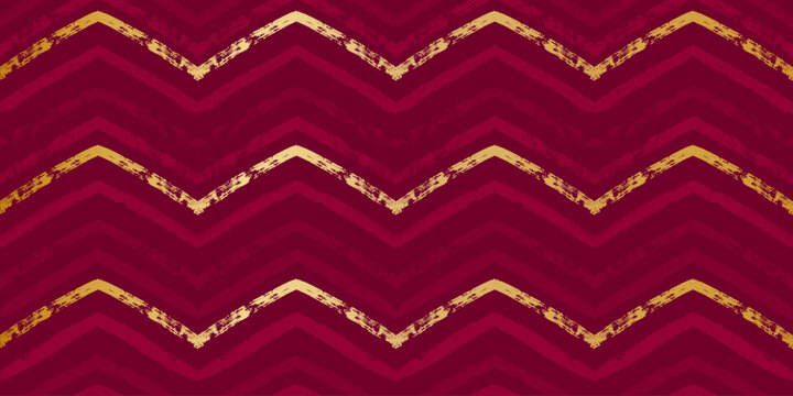 Christmas red pattern, zigzag stripes seamless vector background. Abstract chevron lines print