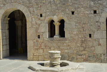 Exterior view of the historic Byzantine-era St. Nicholas Church ,Noel Baba Church, with its stone walls and bell tower, located in Demre, Antalya, Turkey.