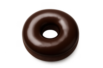 Chocolate glazed donut dessert isolated on transparent background