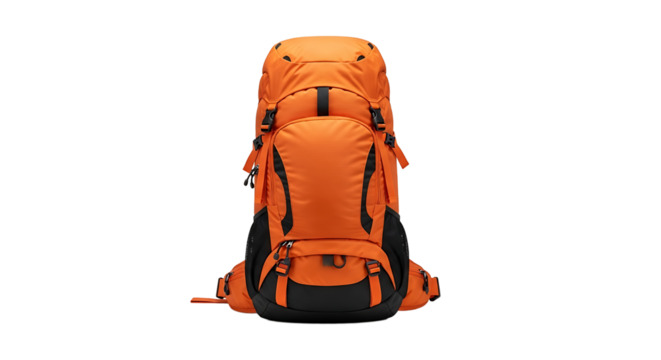 Elevate your outdoor experiences with this vibrant orange backpack designed for hiking and trekking adventures. Durable and stylish.