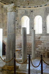 Details and interior of St. Nicholas Church museum, East Roman basilica church of ancient city Myra.Ancient Byzantine Greek Church of Saint Nicholas located in the modern town of Demre
