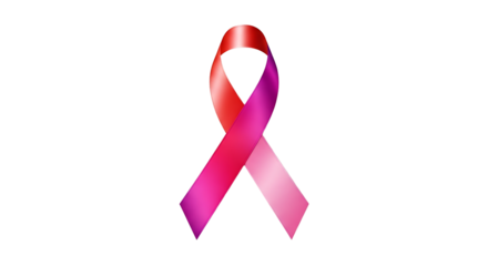 A gradient ribbon with shades of pink and red on a transparent background, symbolizing support, awareness, and solidarity.