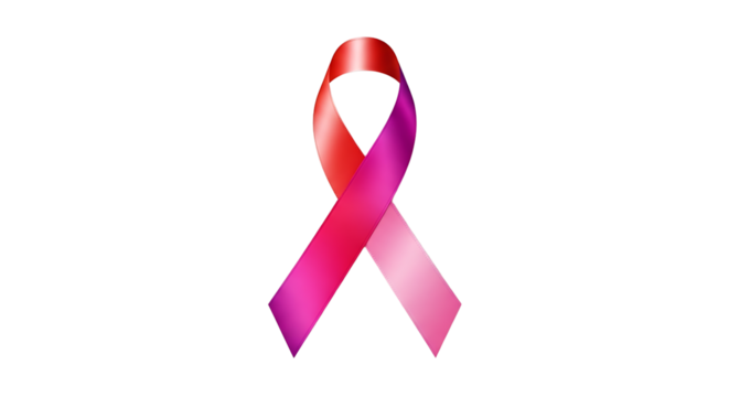 A gradient ribbon with shades of pink and red on a transparent background, symbolizing support, awareness, and solidarity.