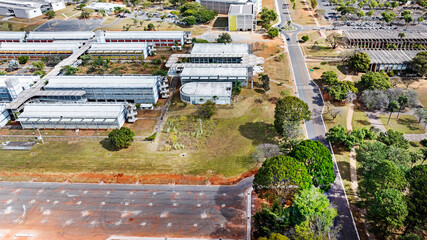 Brasília, Brazil, 2023, Aerial View of the Institute of Chemistry and Institute Central of...