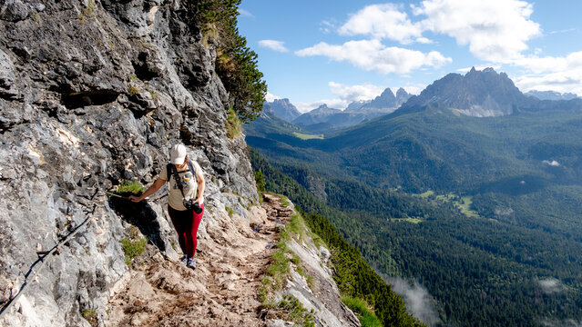 Hiking adventure in the Dolomiti near Lake Sorapiss