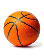 Fototapeta premium Detailed image of a basketball, orange with black lines, isolated on white