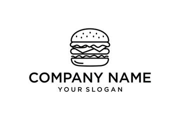 
Minimalist Burger Line Art Logo Icon for Fast Food Restaurant Branding
